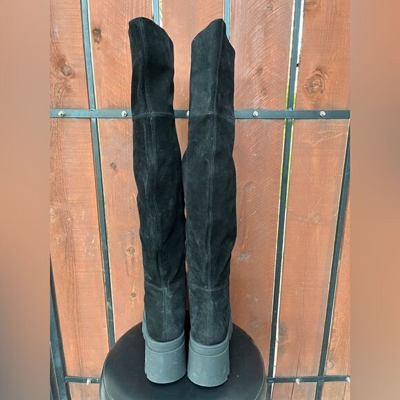 Free People London Calling Wedge Over The Knee Boots / Black size 38 - Picture 5 of 10